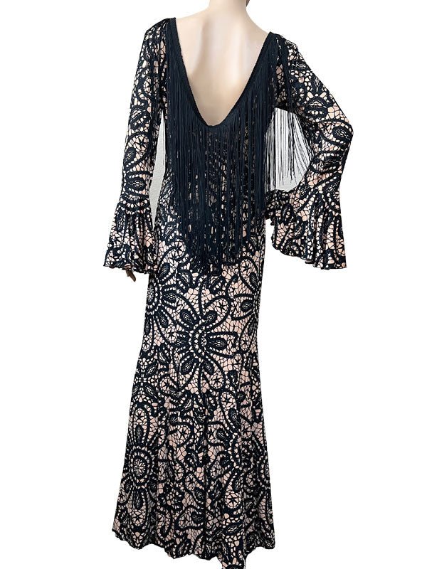 Black flamenco dress with fringe