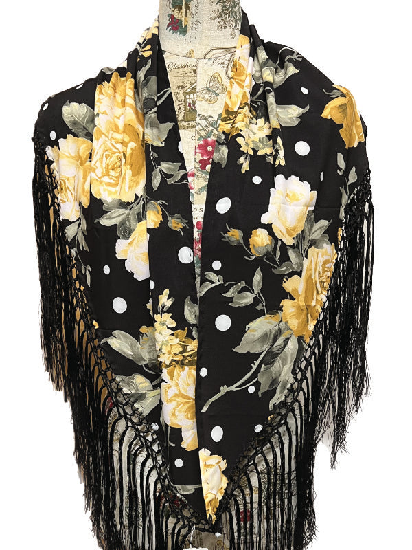 Flamenco shawl yellow flowers