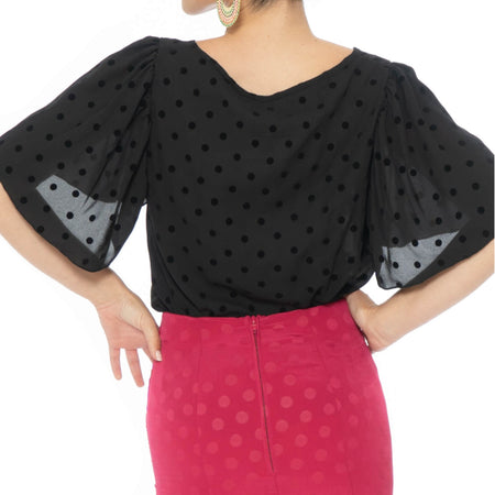 Black Polka dot top - Pure Flamenco