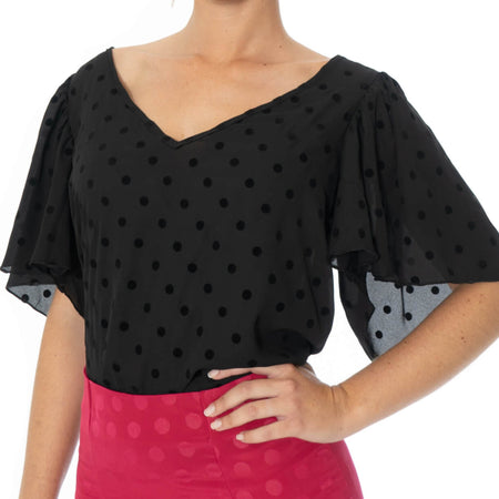 Black Polka dot top - Pure Flamenco