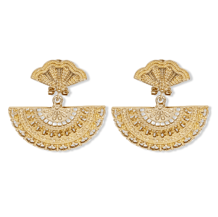 Golden Fan Earring - Pure Flamenco