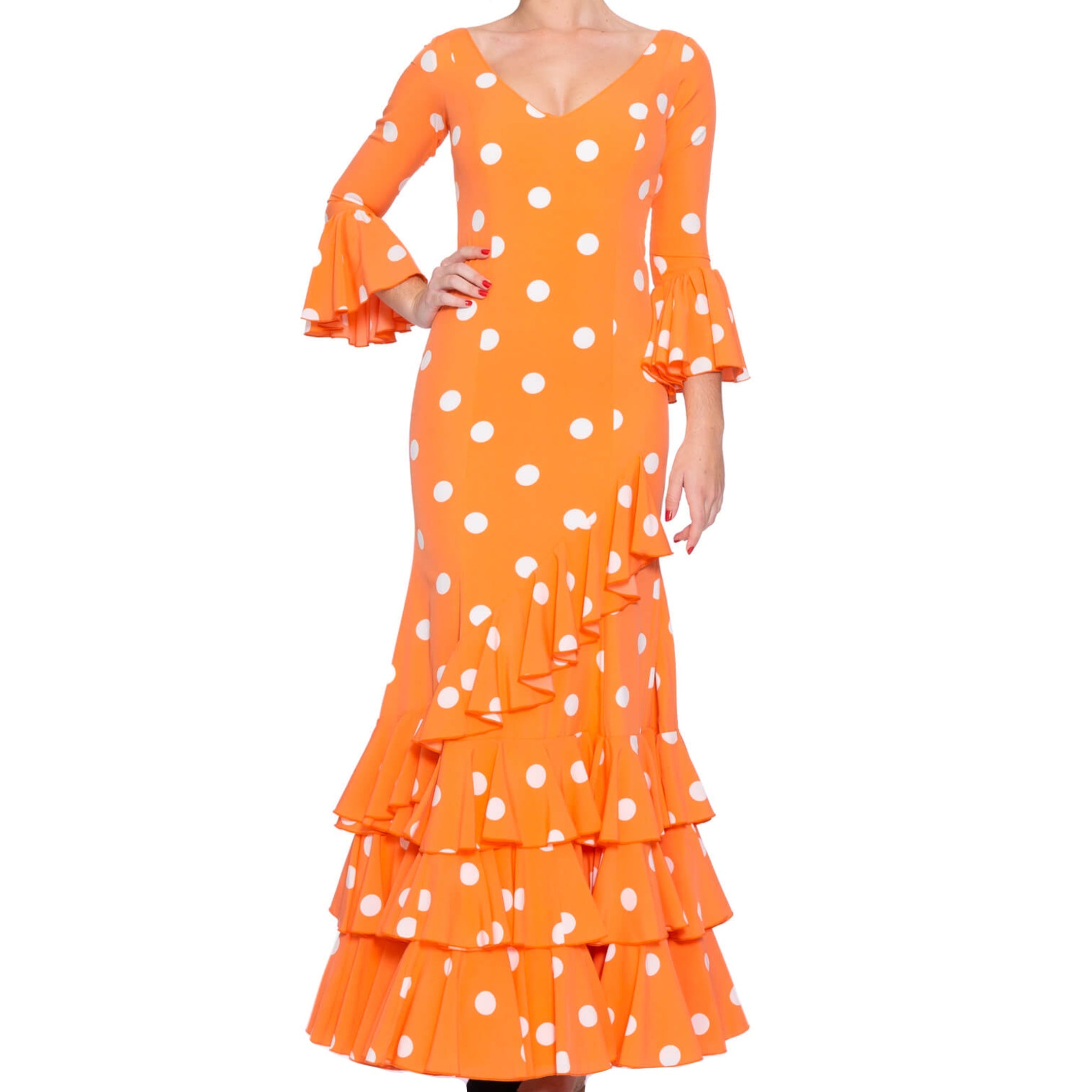 Polka Dot Dress Orange - Pure Flamenco