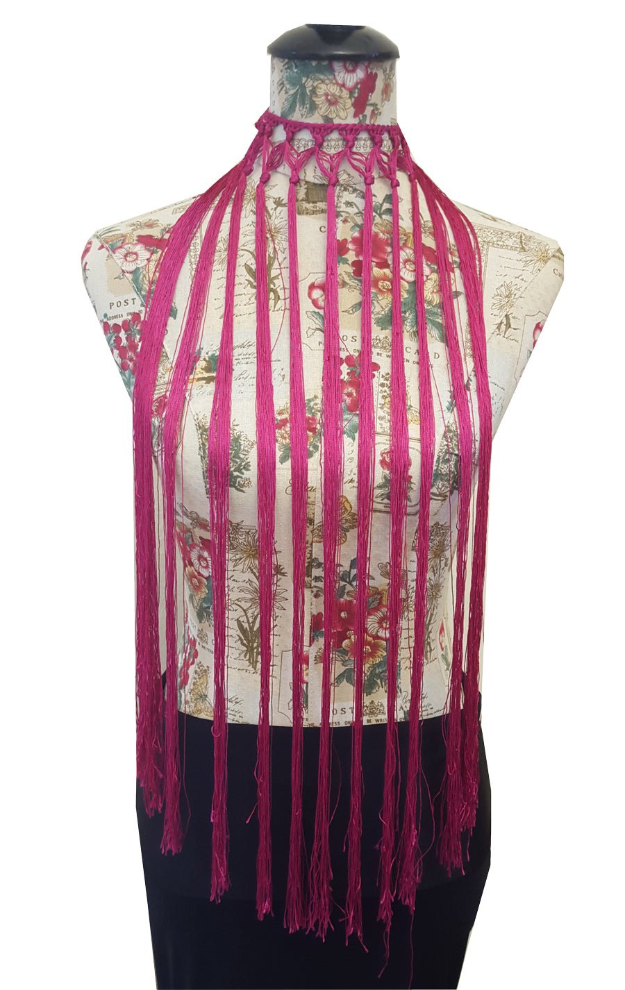 Long FringerChoker fuchsia - Pure Flamenco