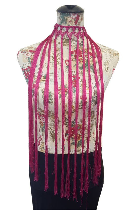 Long FringerChoker fuchsia - Pure Flamenco