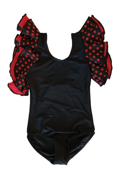 Girl Black red polka dot flamenco leotard