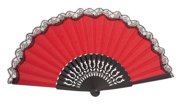 Red black lace flamenco fan