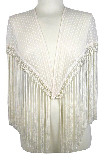 White Polka dot flamenco shawl mantoncillo